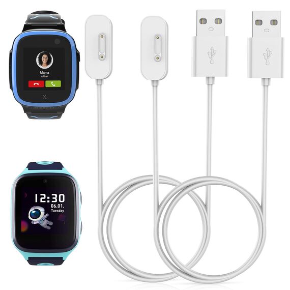 2-Stück Magnetisches Ladekabel Kompatibel mit Xplora X5 / X4, (Nicht für X6 Play) Tragbares USB-Kabel Ersatz Ladegerät Charging Cable,Weiß & Weiß