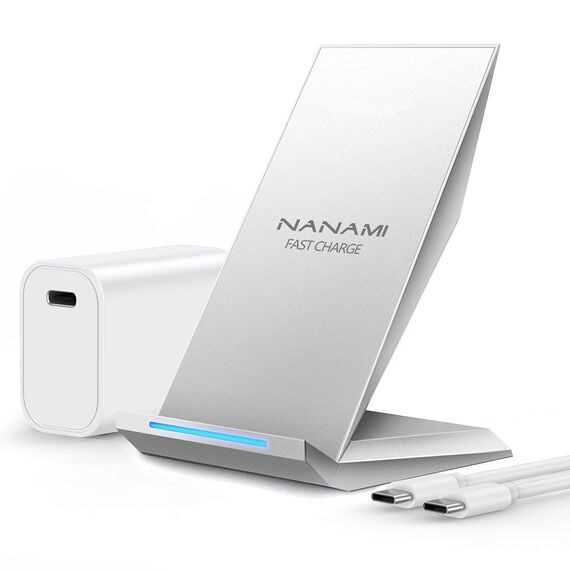 Fast Wireless Charger, NANAMI kabelloses Ladegerät (mit USB C ladegerät 20W PD Adapter) für Apple iPhone 17 16 15 14 13 12 Pro Max Xr Xs,10W Induktive Ladestation für Samsung Galaxy S26 S25 S24 S23