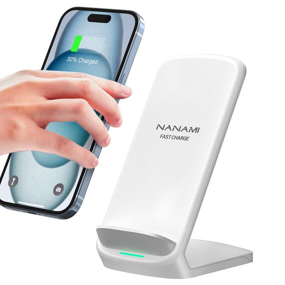 NANAMI Fast Wireless Charger, 15W Induktive Ladestation für Samsung Galaxy S26/S25/S24/S23/S22/S22+/S21/S20/S10/S9/S8/S7 Note 20, für iPhone 17/Air/16/15/14/13/12/11/X/XS/XR/8/8 Plus Google Pixel LG