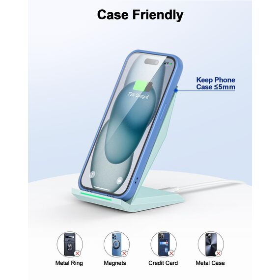 Fast Wireless Charger,NANAMI kabelloses Ladegerät (mit USB C ladegerät 20W PD Adapter) für Apple iPhone 17 16 15 14 13 12 Pro Max Xr Xs,10W Induktive Ladestation für Samsung Galaxy S26 S25 S24 S23 S22