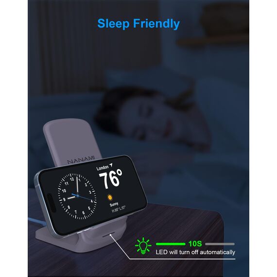 NANAMI Fast Wireless Charger, 15W Induktive Ladestation für Samsung Galaxy S26 S25 S24 S23 S22 Ultra Plus,Handy Ständer (mit 20W USB ladegerät PD Adapter) für iPhone 17 16 15 14 13 12 11 Pro Max XR