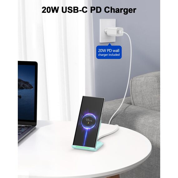Fast Wireless Charger,NANAMI kabelloses Ladegerät (mit USB C ladegerät 20W PD Adapter) für Apple iPhone 17 16 15 14 13 12 Pro Max Xr Xs,10W Induktive Ladestation für Samsung Galaxy S26 S25 S24 S23 S22