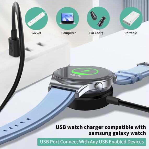 Kabelloses Ladegerät kompatibel mit Samsung Galaxy Watch 6/6Classic 5/5 Pro, magnetisches kabelloses USB-Ladekabel für Samsung Galaxy Watch 4/4 Classic, Watch 3, Active 2/Active