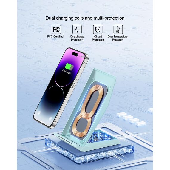 Fast Wireless Charger,NANAMI kabelloses Ladegerät (mit USB C ladegerät 20W PD Adapter) für Apple iPhone 17 16 15 14 13 12 Pro Max Xr Xs,10W Induktive Ladestation für Samsung Galaxy S26 S25 S24 S23 S22