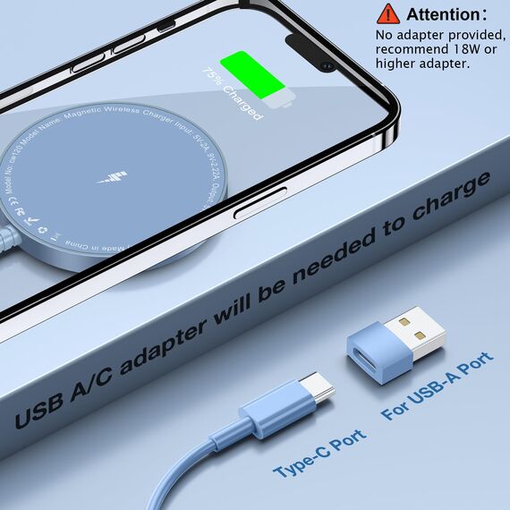 Mag-Safe Ladegerät für iPhone Ladestation: Magnet Wireless Charger Induktive Kabelloses Ladepad für iPhone 17 Air 16e 16 15 14 13 12 und für Air-Pods 4 3 2 Pro (Ohne Netzteil, 2 Stück Blau)
