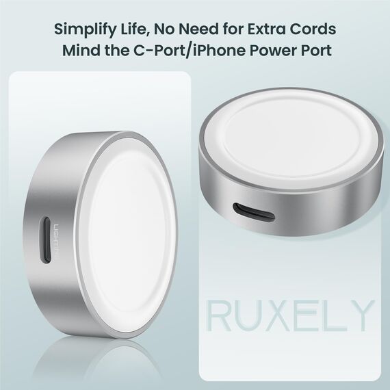 RUXELY Upgrade Magnetisches Ladegerät 5W für Apple Watch,Double Port (Reuse Your USB C/iPhone Power LadeKabel) Magnetic iWatch Ladestation Charger Adapter für Apple Watch Series 11 10 9 8 7,Ultra 3,SE