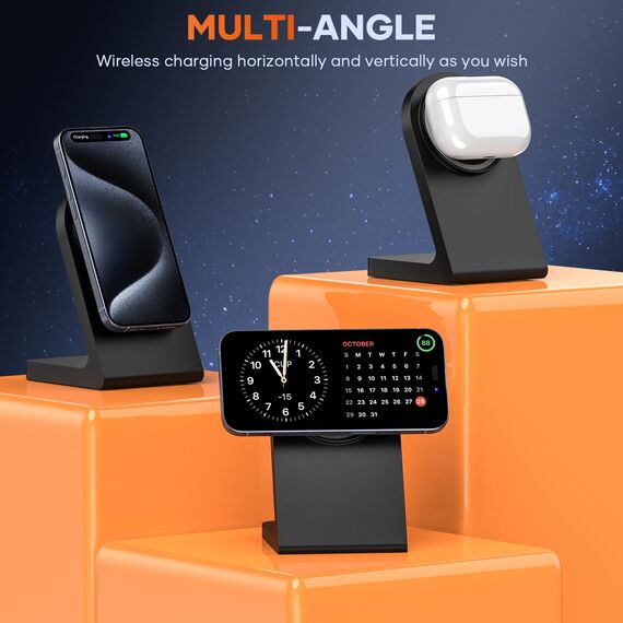 Mag Safe Wireless Ladegerät, Magnetische Kabellose Ladestation, Schnelle Mag-Safe Ladestation Kompatibel mit iPhone 17 16 15 14 13 12 Series, AirPods Pro 2, AirPods 3