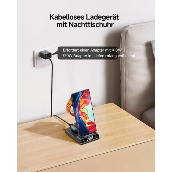 Induktive Ladestation für Samsung, 2025 Upgrade Kabelloses Ladegerät 3 in 1 für Galaxy Watch 8/Ultra/7/6/5, Wireless Charger für Samsung S25 Ultra/S24/S23/S22/Note/Z Fold 6/Z Flip 7/Galaxy Buds 3/Pro