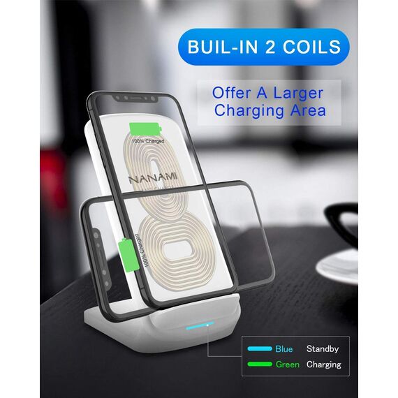 NANAMI Fast Wireless Charger,15W Induktive Ladestation für Samsung Galaxy S26 S25 S24 S23 S22 S21 Ultra Plus,Handy Ständer (mit 20W USB ladegerät PD Adapter) für iPhone 17 16 15 14 13 12 11 Pro Max XR