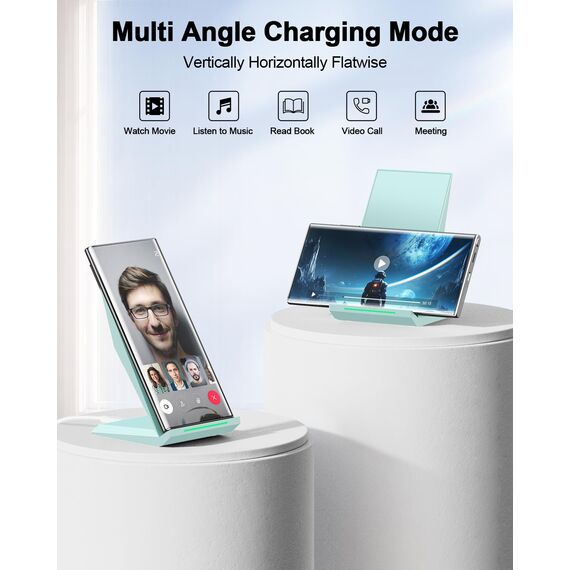 NANAMI Fast Wireless Charger, 15W Induktive Ladestation für iPhone 17 16 15 14 13 12 Pro 11 XS Max XR X 8 Plus,Kabelloses Tisch Ladegerät Schnell für Samsung Galaxy S26 S25 S24 S23 S22 Google Pixel LG