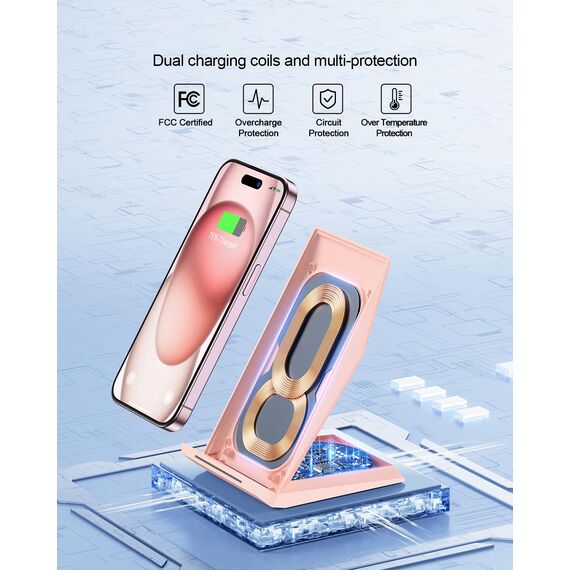 15W Fast Wireless Charger Set,NANAMI kabellose Ladegerät mit 20W USB C ladegerät für iPhone 17 16 15 14 13 12 Pro Max Xr Xs,Induktive Ladestation für Samsung Galaxy S26 S25 S24 S23 S22 Google Pixel LG