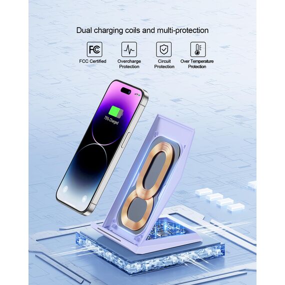 Fast Wireless Charger,NANAMI kabelloses Ladegerät (mit USB C ladegerät 20W PD Adapter) für Apple iPhone 17 16 15 14 13 12 Pro Max Xr Xs,10W Induktive Ladestation für Samsung Galaxy S26 S25 S24 S23 S22
