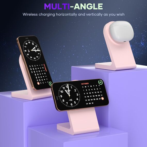 Magnetische Wireless Ladegerät Kabellose Ladestation, Schnelle Magnetische Ladestation Kompatibel mit iPhone 17 16 15 14 13 12 Series, Air-Pods Pro 2, Air-Pods 3