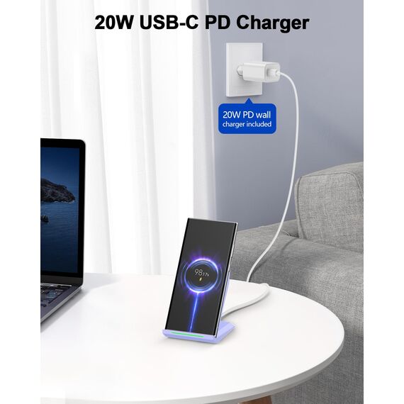 Fast Wireless Charger,NANAMI kabelloses Ladegerät (mit USB C ladegerät 20W PD Adapter) für Apple iPhone 17 16 15 14 13 12 Pro Max Xr Xs,10W Induktive Ladestation für Samsung Galaxy S26 S25 S24 S23 S22