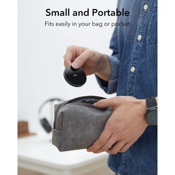 ESR für Magsafe Ladegerät, Wireless Charger mit Ständer für iPhone 17/17e/16/15/14/13/12, AirPods 4/3/2 Pro, Samsung S26, Induktive Ladestation mit 1,5m Verstärktem Nylonkabel,Schwarz (Ohne Netzteil)