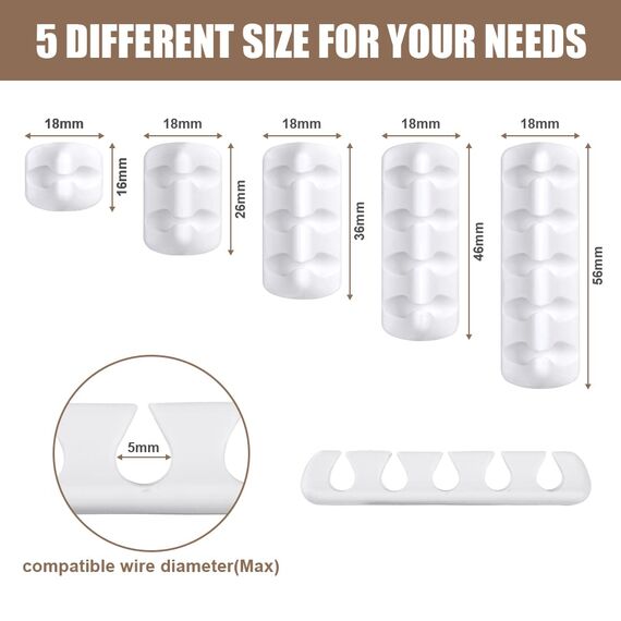 URAQT Kabelclips Kabelhalter, 16 Stück Vielzwecke Kabelführung Kabel Organizer Set für Schreibtisch, Netzkabel, USB Ladekabel, Ladegeräte, Audiokabel (mini-Weiss)