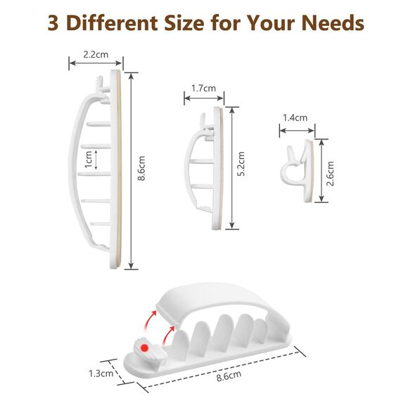 URAQT Kabelclips Kabelhalter, 12 Stück Vielzwecke Kabelführung Kabel Organizer Set für Schreibtisch, Netzkabel, USB Ladekabel, Ladegeräte, Audiokabel, Weiß