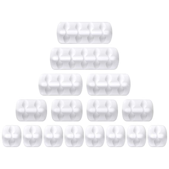 URAQT Kabelclips Kabelhalter, 16 Stück Vielzwecke Kabelführung Kabel Organizer Set für Schreibtisch, Netzkabel, USB Ladekabel, Ladegeräte, Audiokabel (mini-Weiss)