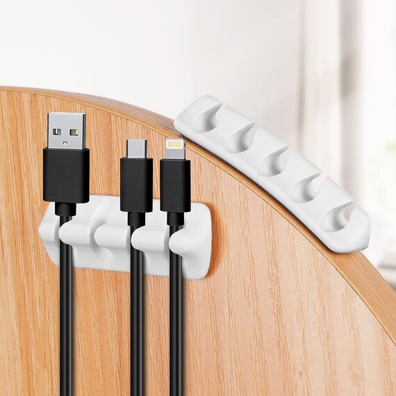 URAQT Kabelclips Kabelhalter, 16 Stück Vielzwecke Kabelführung Kabel Organizer Set für Schreibtisch, Netzkabel, USB Ladekabel, Ladegeräte, Audiokabel (mini-Weiss)