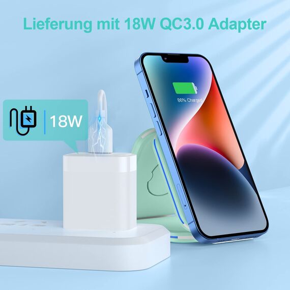 ZUMSEY 3 in 1 Faltbare kabellose Reiseladestation, Apple Ladestation Für Apple Watch und iPhone iPods, Wireless Charger für iPhone 16 15 14 13 12 Pro Max Plus/iWatch 10/9/Ultra/8/7/6/SE/5/4/3/AirPods