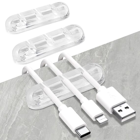 SOULWIT® Kabelhalter Kabelclips, [3 Stück] kabelmanagement Selbstklebend Kabel Organizer Vielzwecke Kabelführung Set für Schreibtisch Computer PC, USB Ladekabel, ZuhauseBüro