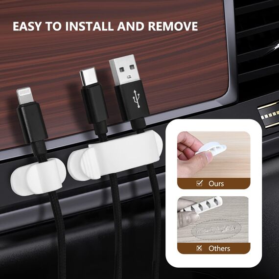 URAQT Kabelclips Kabelhalter, 12 Stück Vielzwecke Kabelführung Kabel Organizer Set für Schreibtisch, Netzkabel, USB Ladekabel, Ladegeräte, Audiokabel, Weiß