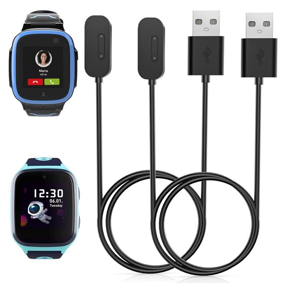 2-Stück Magnetisches Ladekabel Kompatibel mit Xplora X5 / X4, (Nicht für X6 Play) Tragbares USB-Kabel Ersatz Ladegerät Charging Cable,Schwarz & Schwarz