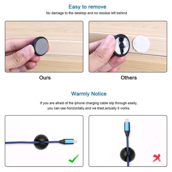 URAQT Kabelclips Kabelhalter, Vielzwecke Kabelführung Kabel Organizer Set für Schreibtisch, Netzkabel, USB Ladekabel, Ladegeräte, Audiokabel, 20 Stück, Schwarz