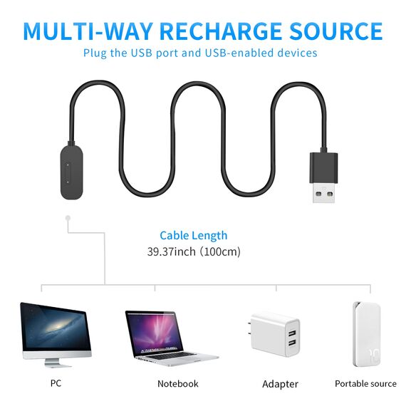 2-Stück Magnetisches Ladekabel Kompatibel mit Xplora X5 / X4, (Nicht für X6 Play) Tragbares USB-Kabel Ersatz Ladegerät Charging Cable,Schwarz & Schwarz