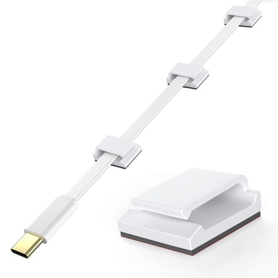AGPTEK 100 Stück Kabelclips, selbstklebend, verstellbar, Premium-Acrylkabel, zur Aufbewahrung von elektrischen Drähten, Kabelbinder, für Organizer Büro/PC/Ladegerät/Lampe/Led Strip/Auto/Haus, Weiß