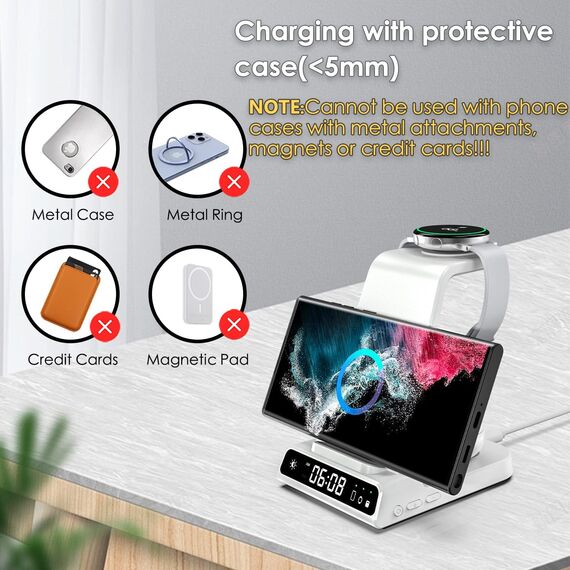 leQuiven Induktive Ladestation für Samsung S25 Ultra, 3 in 1 Kabelloses Ladestation für Galaxy S25/S24/S23/Z Flod 7/Z Flip 7, für Samsung Galaxy Watch 8/8 Classic/7/Ultra/6/5 Pro, Galaxy Buds3/3 Pro