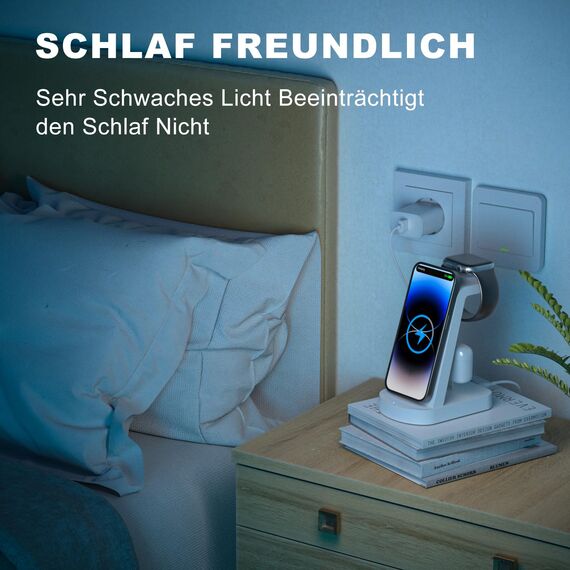 Kabellose Ladestation,Wireless Charger 3 in 1 induktive Kabelloses Ladegerät Mit 18W Adapter,kompatibel mit iPhone 17/16/15/14/13/12 Pro/Pro Max,Apple Watch Ultra/10/9/8/7/6/SE AirPods321/Pro1 Weiß