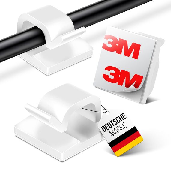 MYMIND® Kabelhalter selbstklebend 50 Stück Indoor & Outdoor – Kabelclips für Kabelmanagement – Kabelklemmen & Kabelorganisator für Schreibtisch – Kabelbefestigung für Lichterkette