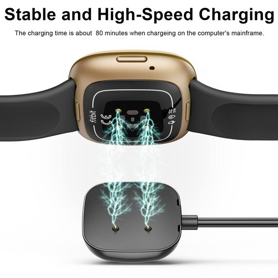 VANCLE Ladegerät Kompatibel mit Fitbit Versa 3/ Versa 4/ Sense/Sense 2 Ladekabel, 100cm USB Schnelles Ladekabel Tragbares Uhr Ladestation für Fitbit Versa 3 / Fitbit Versa 4