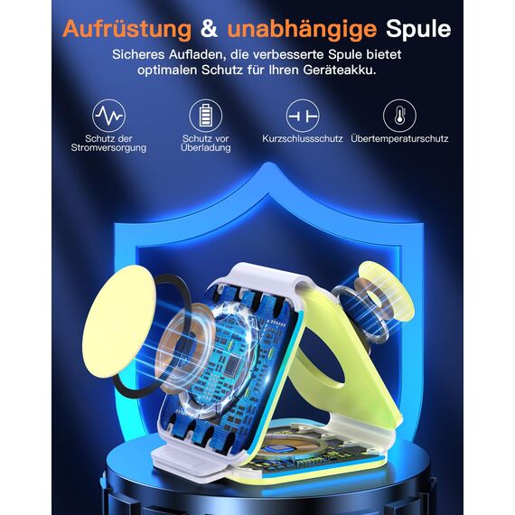 ZUMSEY 3 in 1 Faltbare kabellose Reiseladestation, Apple Ladestation Für Apple Watch und iPhone iPods, Wireless Charger für iPhone 16 15 14 13 12 Pro Max Plus/iWatch 10/9/Ultra/8/7/6/SE/5/4/3/AirPods