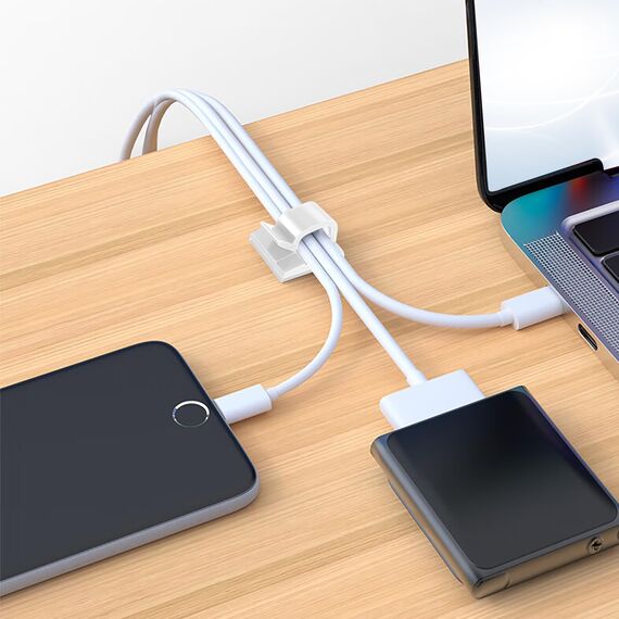 Abnii 100 Stück Kabelhalter Selbstklebend, Kabelclips Schreibtisch für Kabelklemmen Kabelbefestigung Kabelführung Organizer Haken Draht Halter für Kabelmanagement Lichterkette, Groß