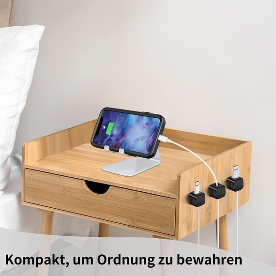 6-Pack Kabelhalter Schreibtisch, NISTARCE Kabelorganizer, Kabelclips Magnetisch[Starker Kleber] Telefon-Ladungskabel-Organisator für Schreibtisch, Zuhause, Büro, Auto(Schwarz)