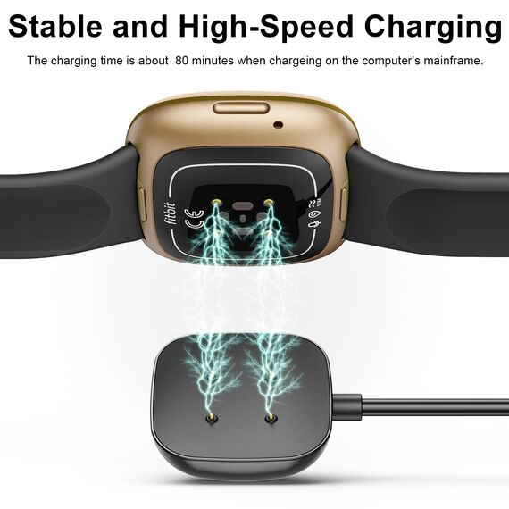 Oumida Ladekabel Kompatibel mit Fitbit Versa 4 /Sense 2 /Versa 3/Sense Ladegerät, 50cm/1.65ft & 100cm/3.3ft USB Ladestation Charger Cable Dock Kabel für Fitbit Versa 4/Versa 3/Sense(50cm*1pcs)