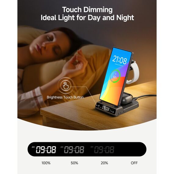 Induktive Ladestation für Samsung S25 Ultra, 3 in 1 Kabelloses Ladestation für Galaxy S25/S24/S23/Z Fold/Z Flip 7, für Samsung Galaxy Watch 8/8 Classic/7/Ultra/6/5/4, Galaxy Buds3 Pro (Ohne Adapter)
