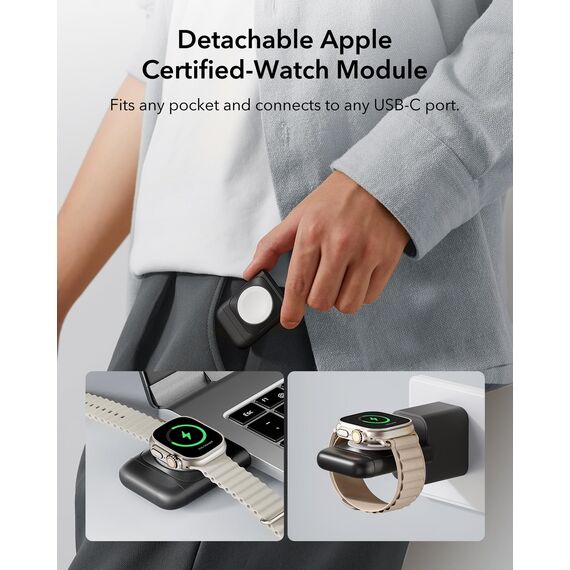 ESR 3 in 1 Ladestation Apple Watch und iPhone, Magsafe Ladestation, Faltbare Magsafe Ladegerät für iPhone 17e/17/16/15/14/13/12, Apple Watch 9/8/7/SE, AirPods Pro/3/2, Schwarz