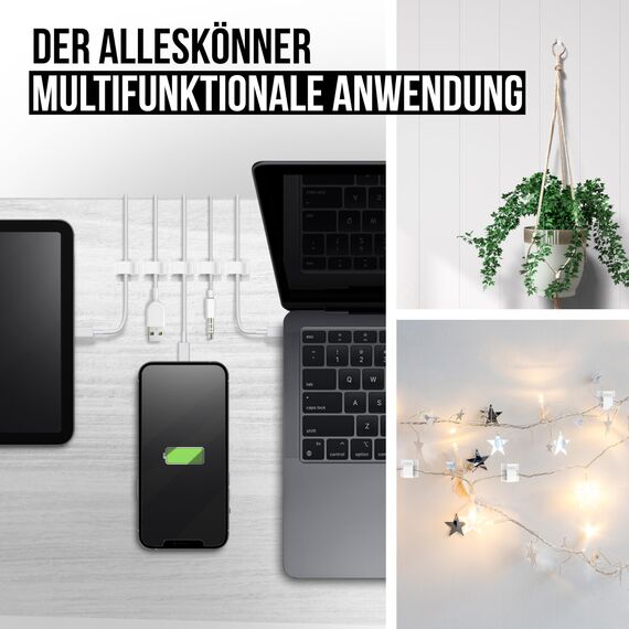 MYMIND® Kabelhalter selbstklebend 50 Stück Indoor & Outdoor – Kabelclips für Kabelmanagement – Kabelklemmen & Kabelorganisator für Schreibtisch – Kabelbefestigung für Lichterkette