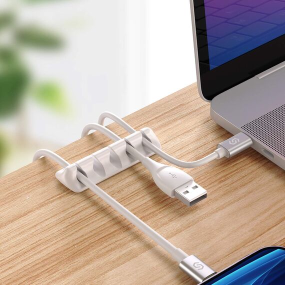 SYNCWIRE Kabel-Clips, Kabel-Organizer, Kabel-Management, selbstklebendes USB-Kabelhalter-System zum Organisieren von Kabeln, ideal für Zuhause, Büro, Auto, Nachttisch, Schreibtischzubehör, 5 Stück