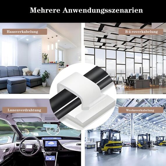 SZFUDIGO kabelhalter selbstklebend 50 Pack,klebehaken Weiß,kabelorganizer,kabelclips selbstklebend,kabelklemmen,kabelführung,Indoor and Outdoor Cable Clips,Fairy Lights