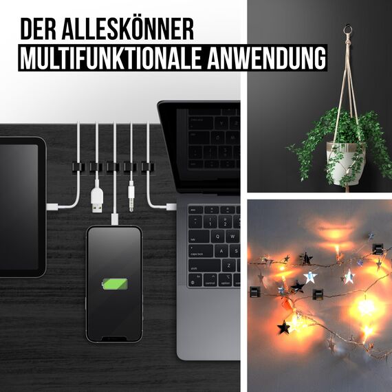 MYMIND® Kabelhalter selbstklebend 50 Stück Indoor & Outdoor – Kabelclips für Kabelmanagement – Kabelklemmen & Kabelorganisator für Schreibtisch – Kabelbefestigung für Lichterkette