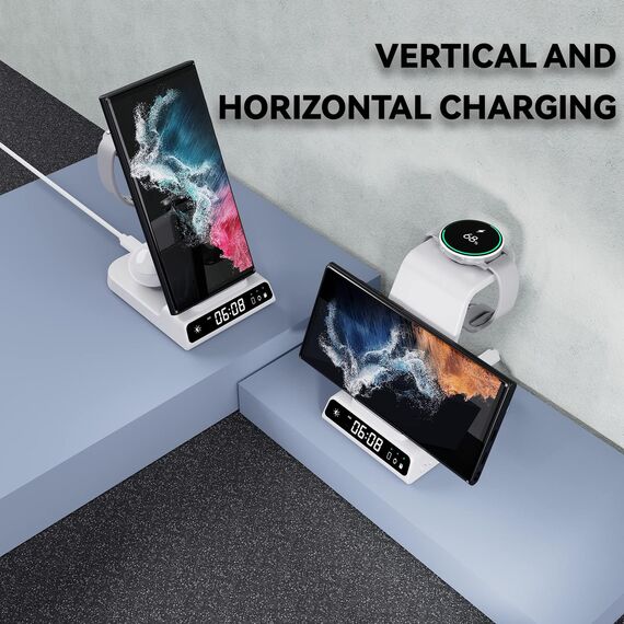 leQuiven Induktive Ladestation für Samsung S25 Ultra, 3 in 1 Kabelloses Ladestation für Galaxy S25/S24/S23/Z Flod 7/Z Flip 7, für Samsung Galaxy Watch 8/8 Classic/7/Ultra/6/5 Pro, Galaxy Buds3/3 Pro