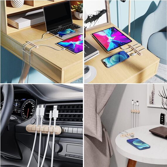 SOULWIT® Kabelhalter Kabelclips, [3 Stück] kabelmanagement Selbstklebend Kabel Organizer Vielzwecke Kabelführung Set für Schreibtisch Computer PC, USB Ladekabel, ZuhauseBüro