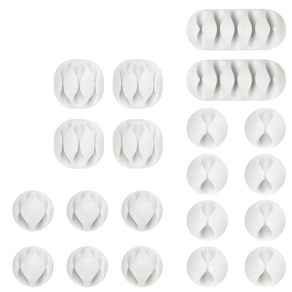 Kabelclips Kabelhalter, URAQT Vielzwecke Kabelführung Kabel Organizer Set für Schreibtisch, Netzkabel, USB Ladekabel, Ladegeräte, Audiokabel (# Weiß 20pcs)