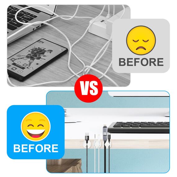 URAQT Kabelclips Kabelhalter, 15 pcs Vielzwecke Kabelführung Kabel Organizer Set für Schreibtisch, Netzkabel, USB Ladekabel, Ladegeräte, Audiokabel (Weiß)