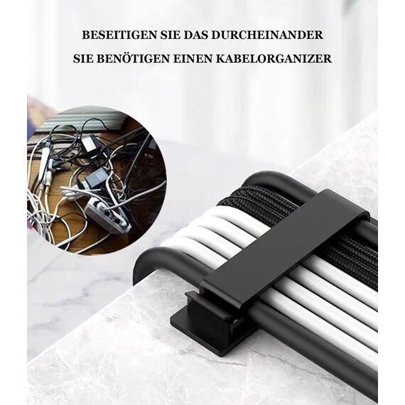 MiuCo 60 Stück kabelklemmen schreibtisch, Stark Kabelhalter Selbstklebend, Kabel Organizer, Kabel Clips für Ethernet Kabel, Indoor, Outdoor, Heim, Büro (Schwarz)