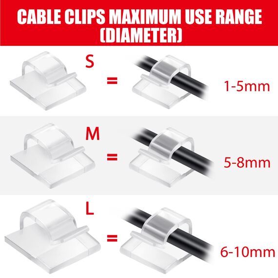 Blulu 100 Stücke Mini Outdoor Kabelclips mit Klebebändern Lichtclips Dekoration Clips Selbstklebende Haken Drahthalter für Weihnachten und Lichterketten (Mittel, Klar)